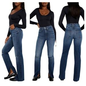 High-Rise Straight Leg Jeans in Dark Blue